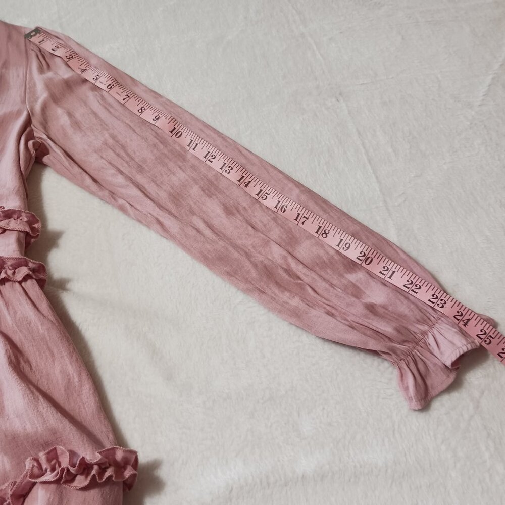 Mi Ami, Pink, Mini, Coquette Dress, Size Small. Ruffled A-line, Deep V Neckline - Picture 14 of 16